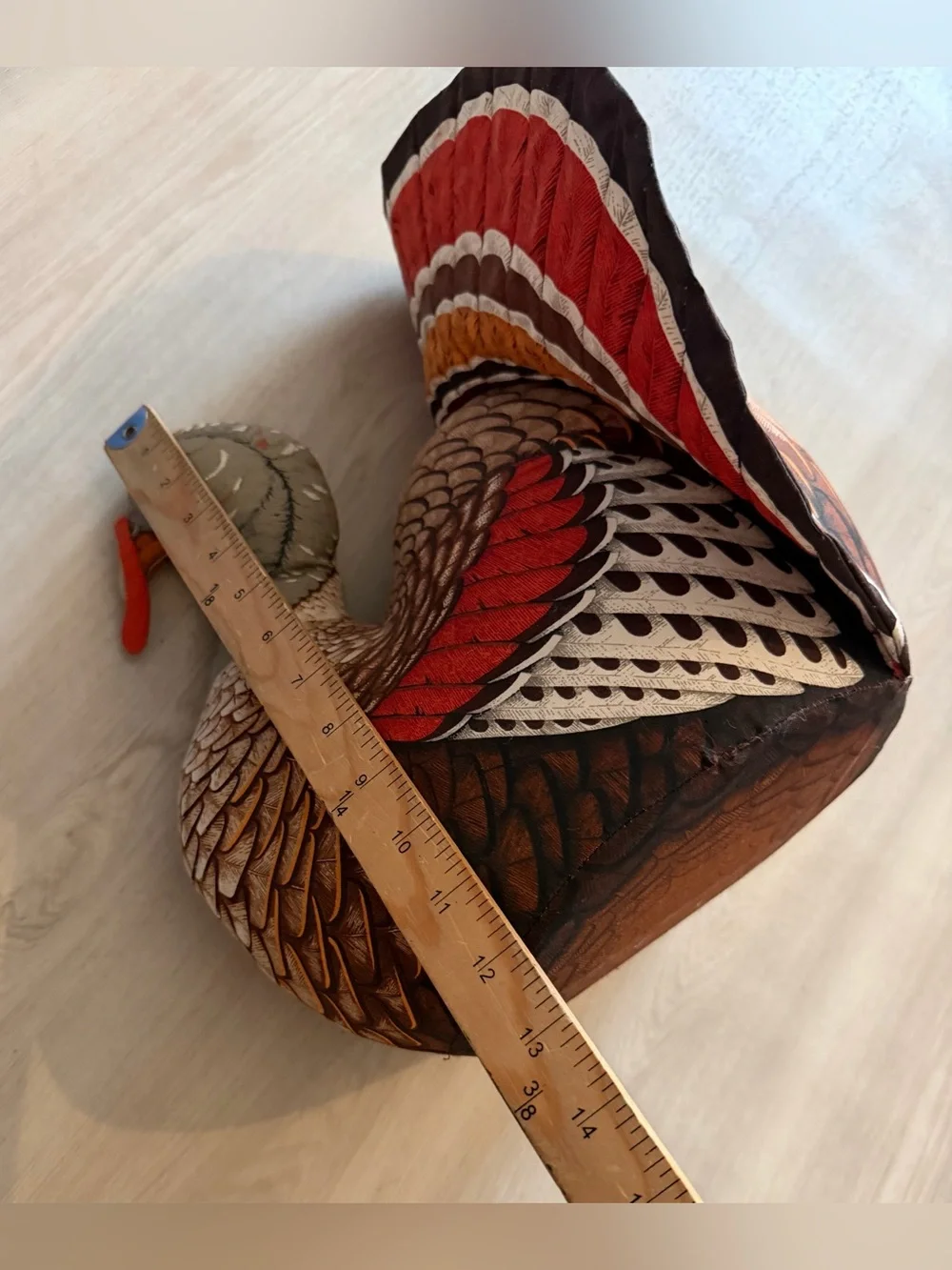Vintage Turkey Bird Plush Stuffed Animal Handmade Thanksgiving Centerpiece
